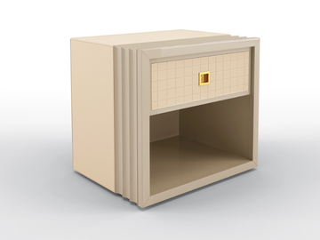 GLENN - Bedside table in lacquered solid wood and leather upholster by BRUNO ZAMPA - view 3